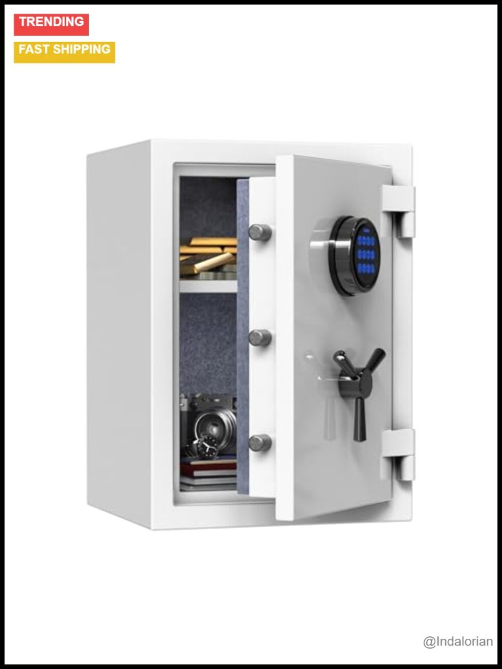 Fireproof Digital Safe Box 1.29 CuFt Steel Vibration Alarm Home Security
